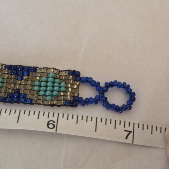 2 Boho Seed Bead Bracelets Cobalt Blue Turquoise Colors - Picture 6 of 11